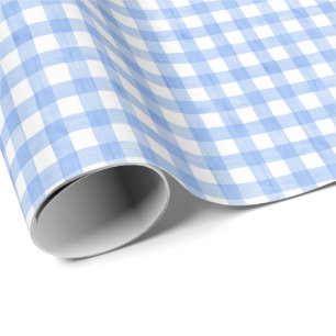 Papel De Presente Xadrez Azul e Branco