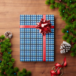 Papel De Presente Xadrez Azul Escuro