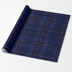 Papel De Presente Xadrez Azul Escuro Clássico – Presente Atemporal e