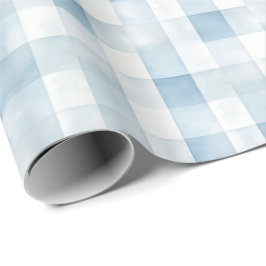 Papel De Presente Xadrez Azul Gingham para Berçário de Menino, Xadre