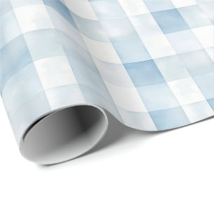 Papel De Presente Xadrez Azul Gingham para Berçário de Menino, Xadre