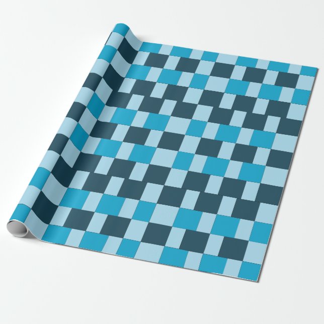 Papel De Presente Xadrez Azul Marinho (Desenrolado)
