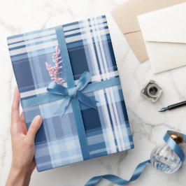 Papel De Presente Xadrez Azul Marinho Branco Neve Gelo Azul Inverno