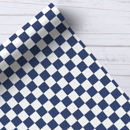 Papel De Presente Xadrez Azul Marinho e Branco