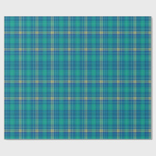 Papel De Presente Xadrez Azul-Marinho e Verde Água Vibrante