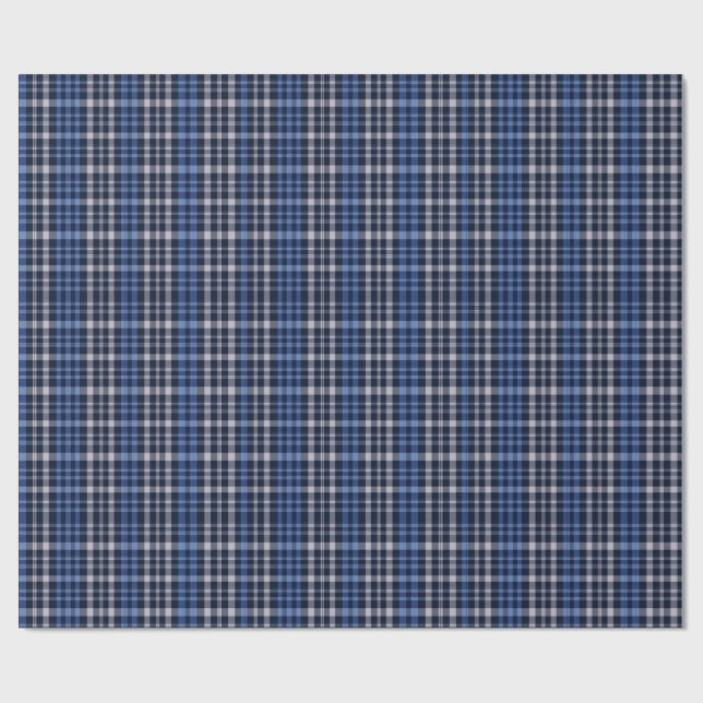 Papel De Presente Xadrez Azul Meia-Noite (Aberto)