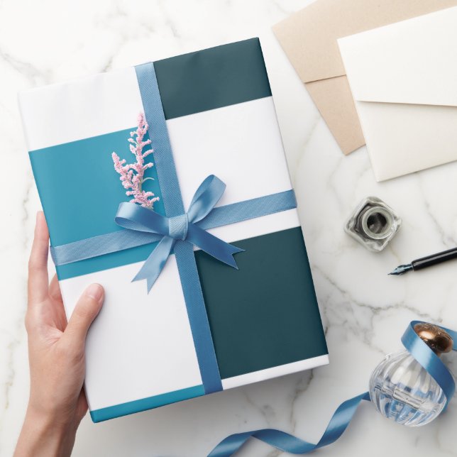 Papel De Presente Xadrez Azul Turquesa (Presentear)
