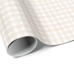 Papel De Presente Xadrez Bege Clássico
