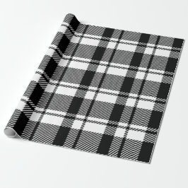 Papel De Presente Xadrez Branca Moderna e Tartan Preto