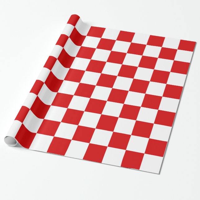 Papel De Presente Xadrez Branco Vermelho XL (Desenrolado)