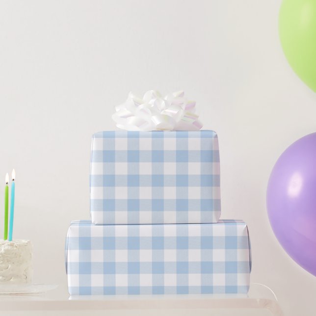 Papel De Presente Xadrez Búfalo Azul Bebê (Presentes para festas)