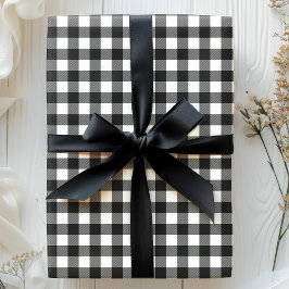 Papel De Presente Xadrez Búfalo Preto e Branco