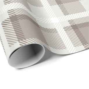 Papel De Presente Xadrez buffalo de gingham marrom moca