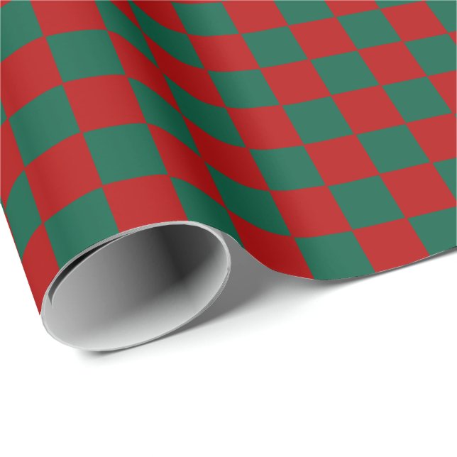 Papel De Presente Xadrez caçador verde e Branco  (Ponta do rolo)
