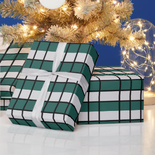 Papel De Presente Xadrez Cinza Verde-água Preto
