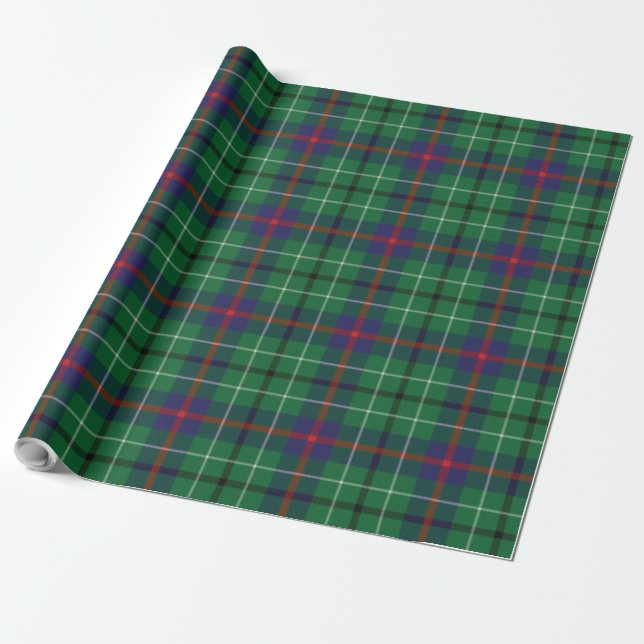 Papel De Presente Xadrez Clan Duncan Green Purple Tartan (Desenrolado)