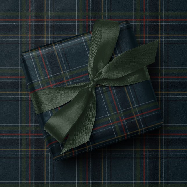Papel De Presente Xadrez clássico de férias elegante azul-marinho de (Criador carregado)