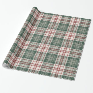 Papel De Presente Xadrez Clássico de Natal - Vermelho, Verde e Creme