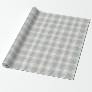 Papel De Presente Xadrez Clássico em Azul Ardósia e Creme