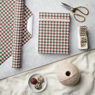 Papel De Presente Xadrez Clássico em Cores de Natal