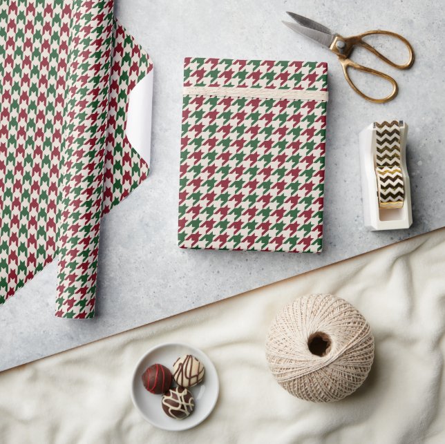 Papel De Presente Xadrez Clássico em Cores de Natal (Artesanato)
