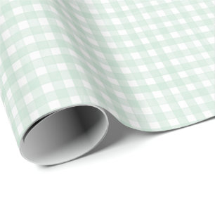 Papel De Presente Xadrez Clássico Menta