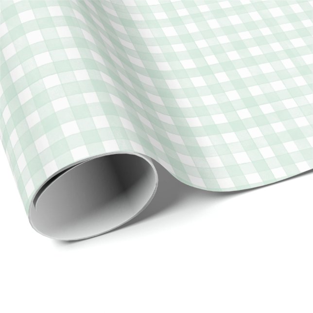 Papel De Presente Xadrez Clássico Menta (Ponta do rolo)