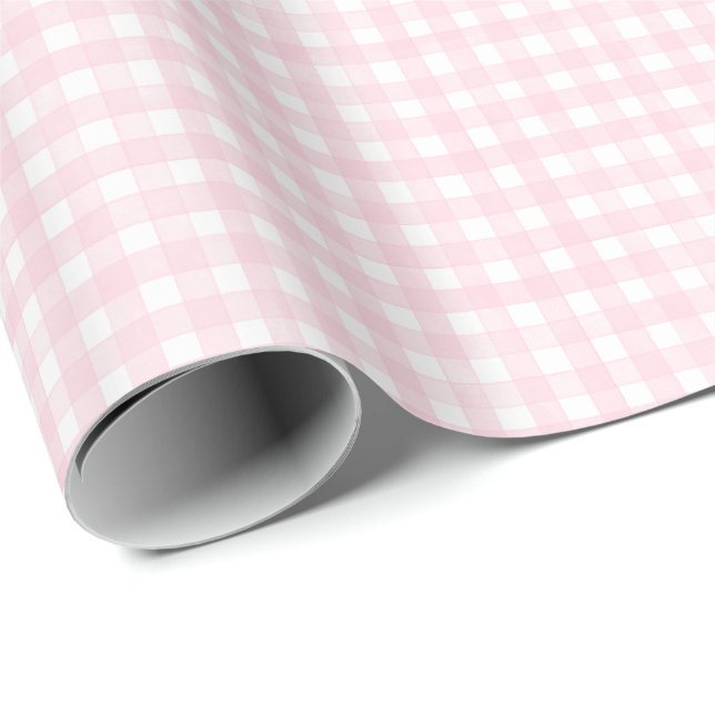 Papel De Presente Xadrez Clássico Rosa (Ponta do rolo)
