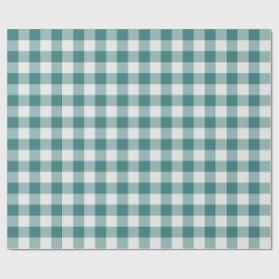 Papel De Presente Xadrez Clássico Verde Azul Picnic