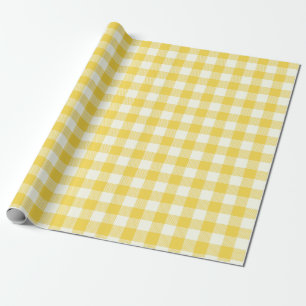Papel De Presente Xadrez de Amarelo Pastel com Padrão de Plaid e Buf