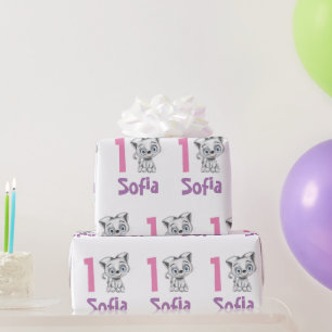 Papel De Presente Xadrez de Bebês Primeiro Aniversário Personalizar 