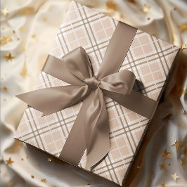 Papel De Presente Xadrez de bege castanho, outono, Chic Cachado