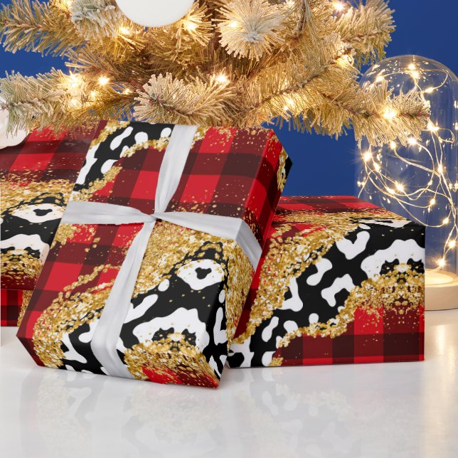 Papel De Presente Xadrez de búfalo com impressões animais (Feriados)