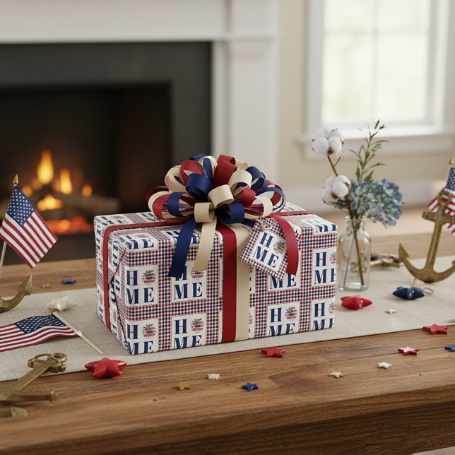 Papel De Presente Xadrez de búfalo girassol "Lar"  (Criador carregado)