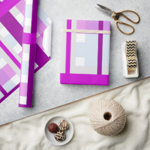 Papel De Presente Xadrez de Búfalo Roxo Clássico