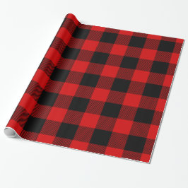 Papel De Presente Xadrez de Búfalo Vermelho Negro Lumberjack Tartan