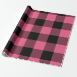 Papel De Presente Xadrez de búfalos quadrados, rosa e preto, marcado<br><div class="desc">papel de empacotamento personalizado</div>