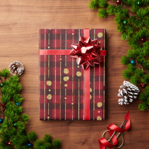 Papel De Presente Xadrez de búfalos vermelho e preto