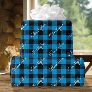Papel De Presente Xadrez de Buffalo de Natal Nome Personalizado Russ