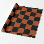 Papel De Presente Xadrez de Buffalo em Quadrados Pretos e Laranja Ve<br><div class="desc">papel de empacotamento personalizado</div>