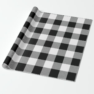 Papel De Presente Xadrez de Buffalo Preto e Branco