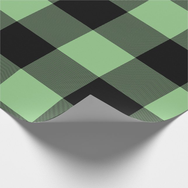 Papel De Presente Xadrez de Buffalo Russo Preto Verde (Ponta)