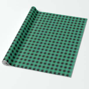 Papel De Presente Xadrez de Buffalo Verde Padrão Simples Rústico