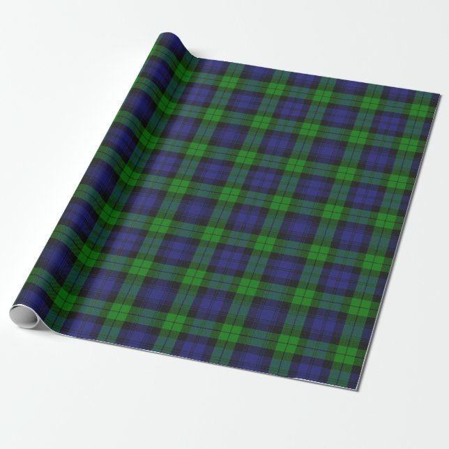 Papel De Presente Xadrez de Campbell Clan Tartan Black Watch (Desenrolado)