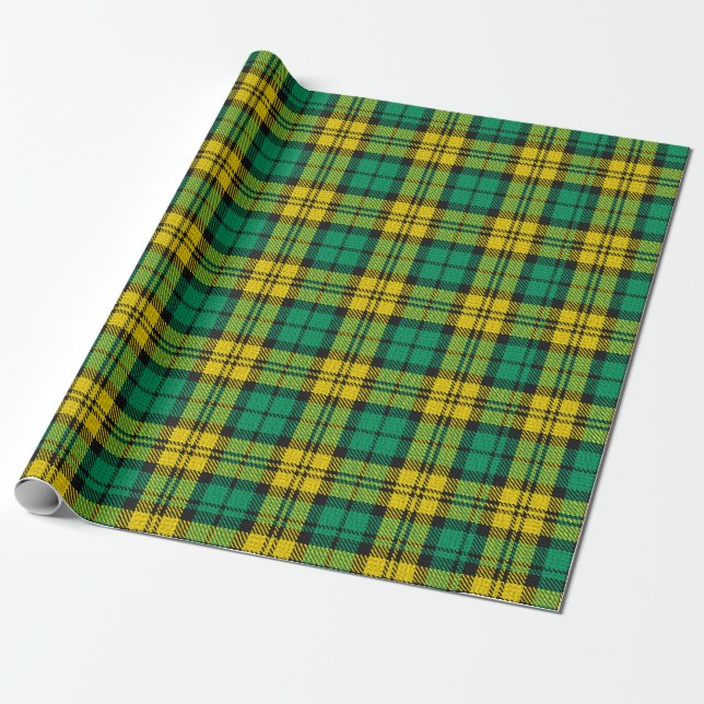 Papel De Presente Xadrez de Campbell Tartan verde-amarela (Desenrolado)