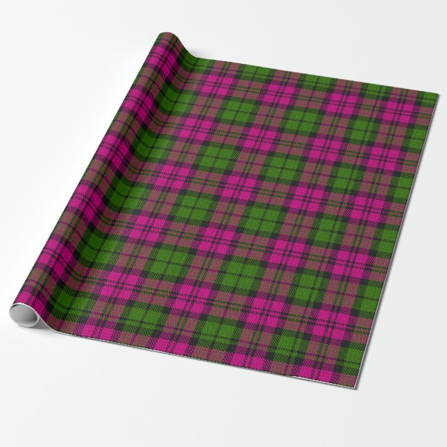 Papel De Presente Xadrez de Campbell Tartan verde rosa (Desenrolado)