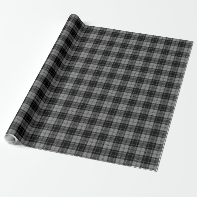 Papel De Presente Xadrez de cinzas pretas Douglas tartan (Desenrolado)