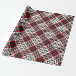 Papel De Presente Xadrez de Edimburgo, Tartan Cinza Vermelha Preta