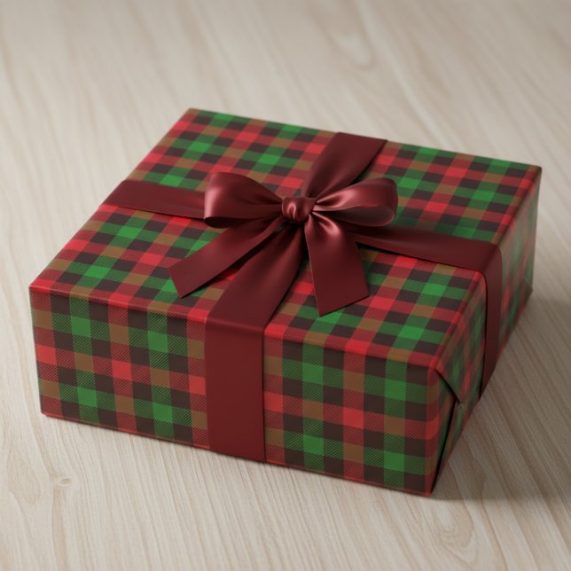 Papel De Presente Xadrez de Férias Negrito (Buffalo Plaid Holiday Wrapping Paper)