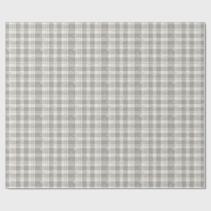 Papel De Presente Xadrez de Floco de Neve Cinza e Prata Minimalista